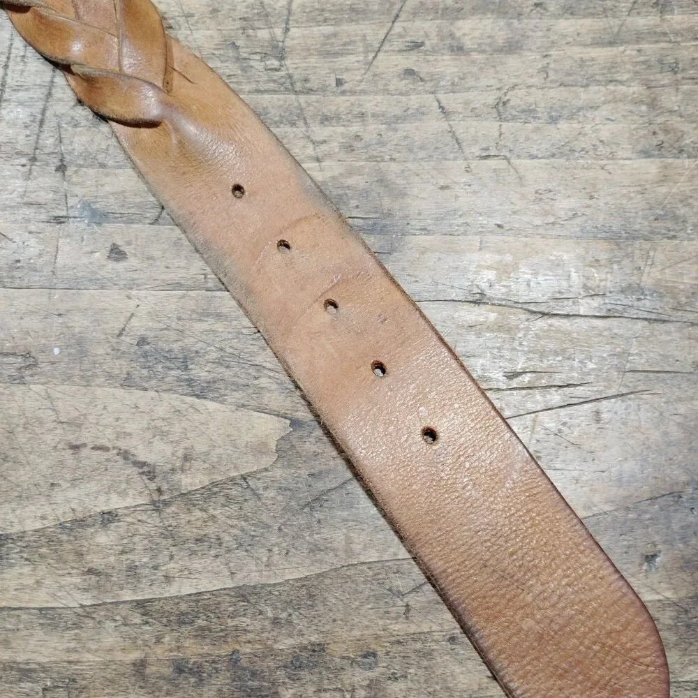 American Eagle Outfitters Genuine Leather Brown Belt Size Small Braided Western